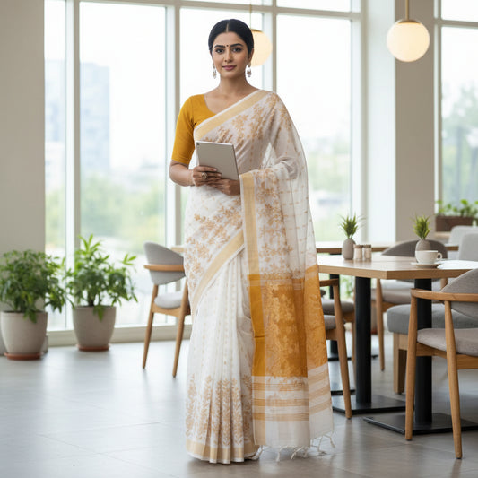 White-mustard yellow cotton