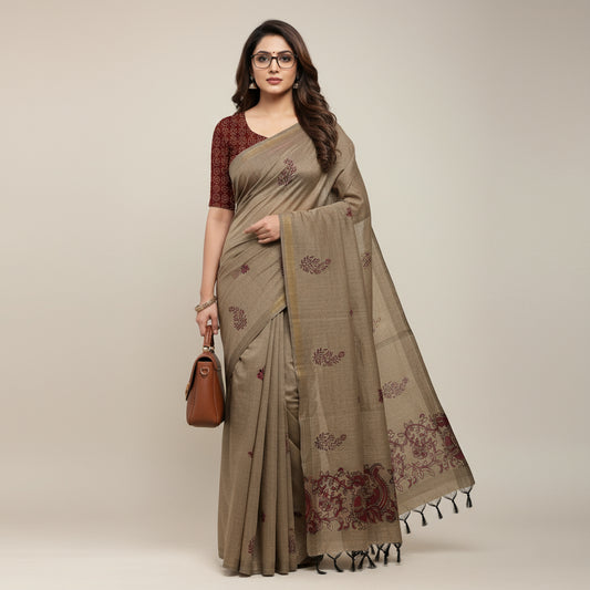 Brown printed cotton