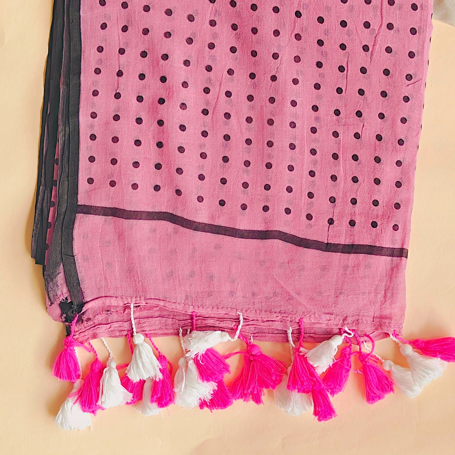 Polka Pink Mul Cotton Saree