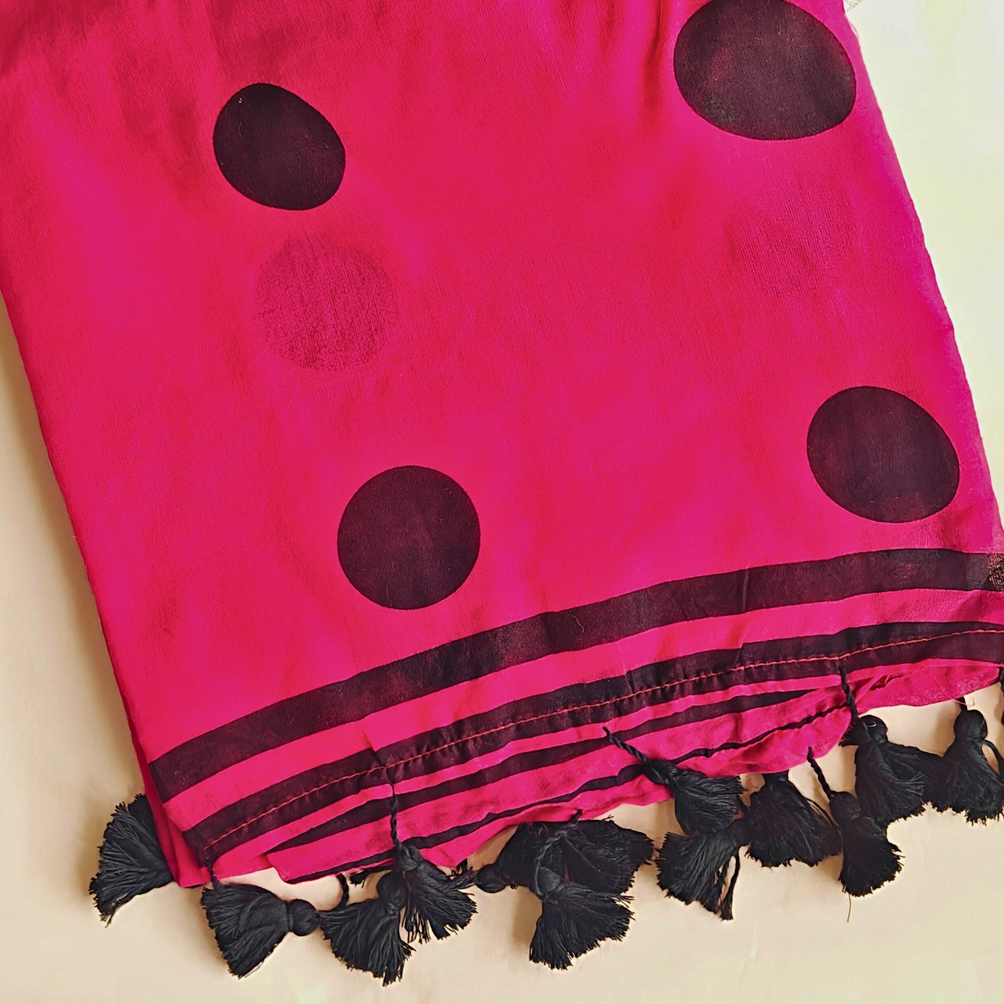 Polka Pink Mul Cotton Saree