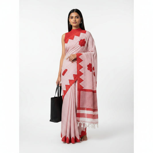 Red Floral Applique Saree