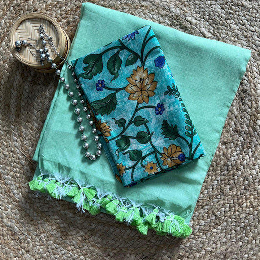 Sea green mul cotton