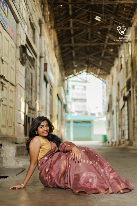 SEMI TUSSAR BANDHANI SAREE