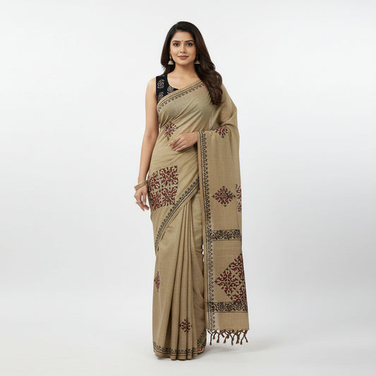 CHIKU COTTON SILK SAREE