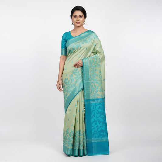 Chiku Cotton Jamdani Saree