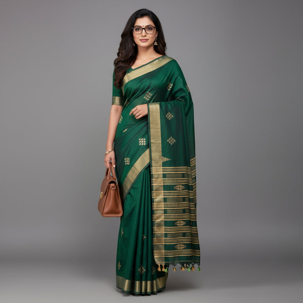 Green khadi cotton