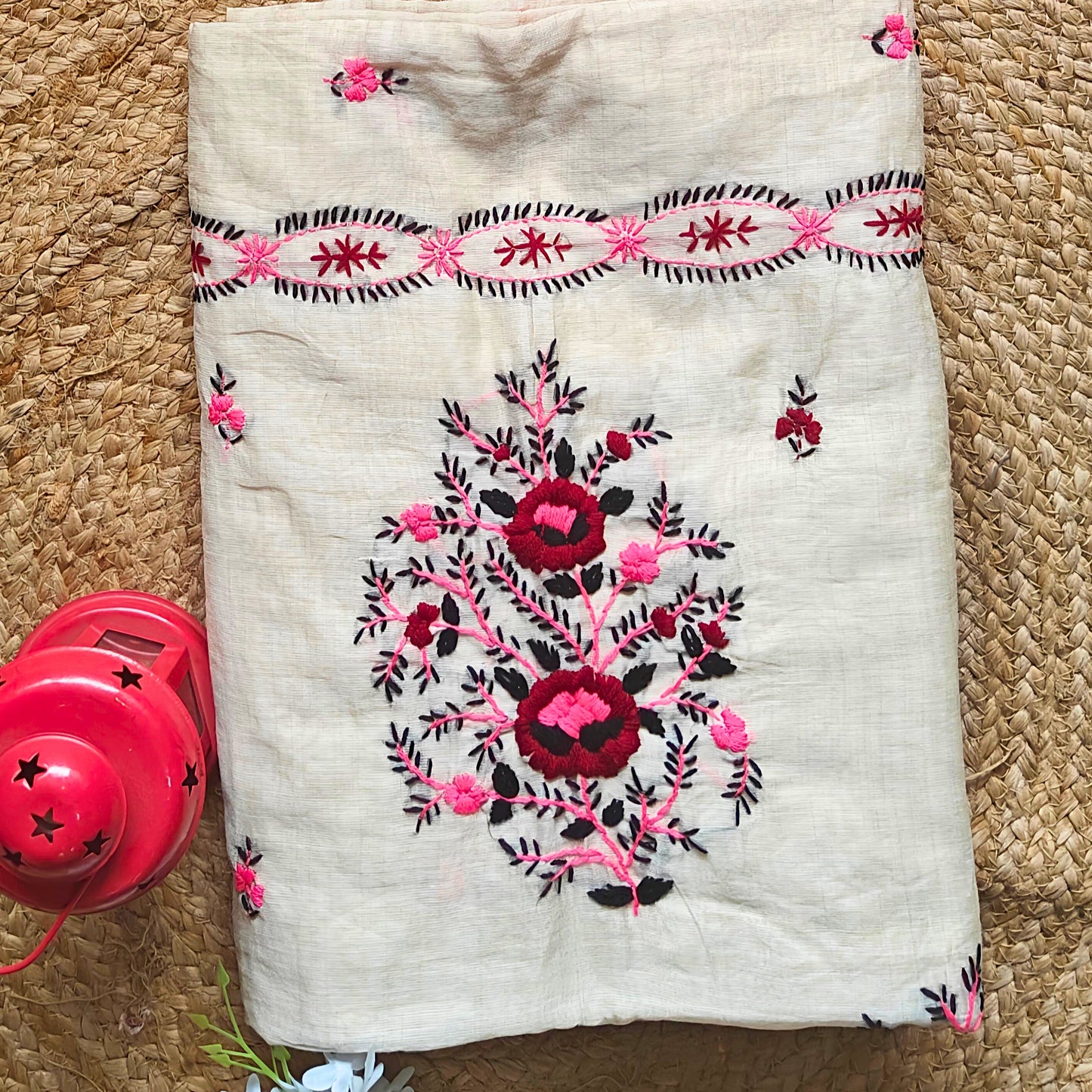 Ivory Jute Tussar Saree