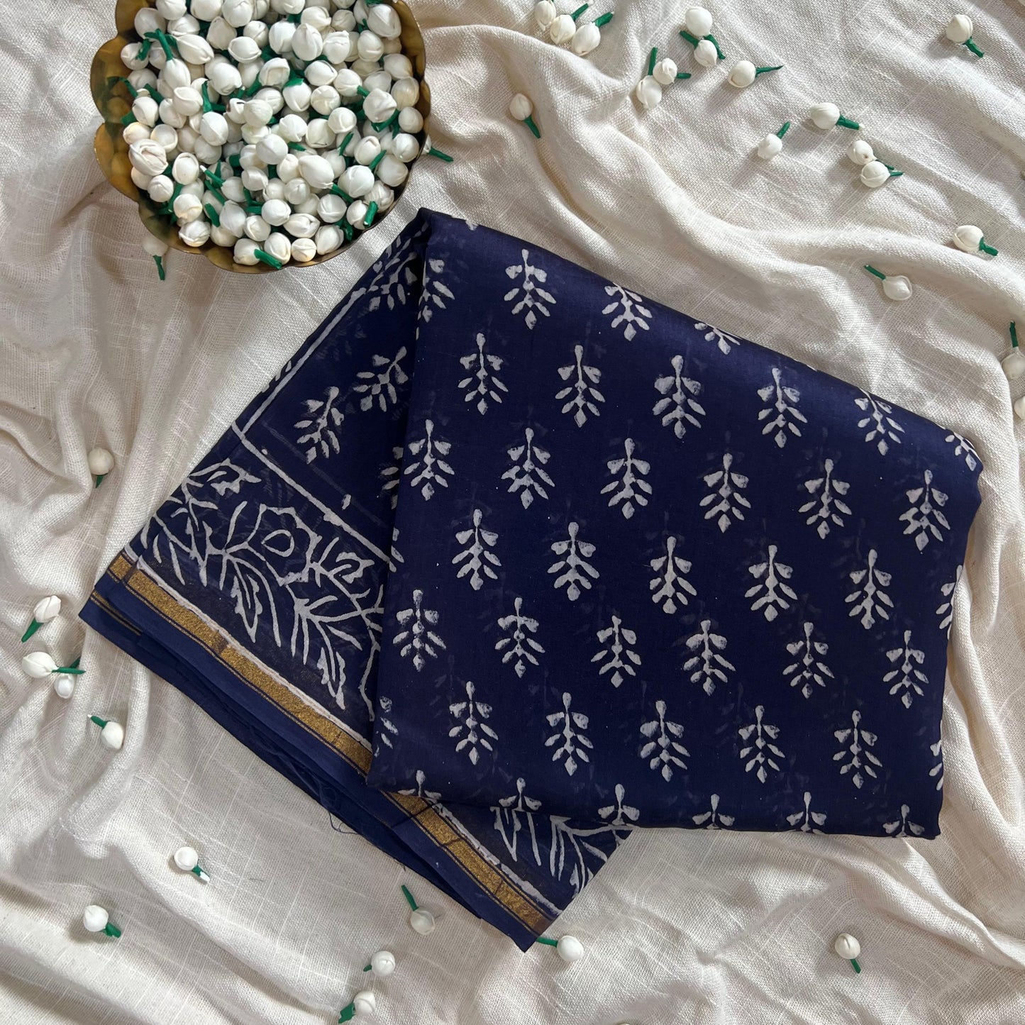Navy blue chanderi