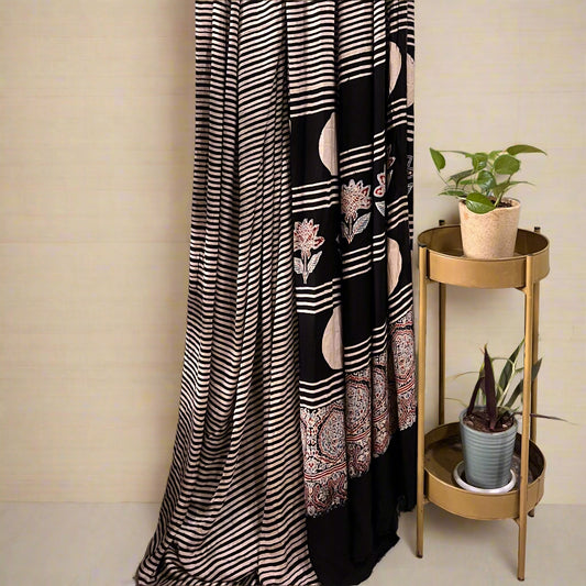 Black beige ajrakh