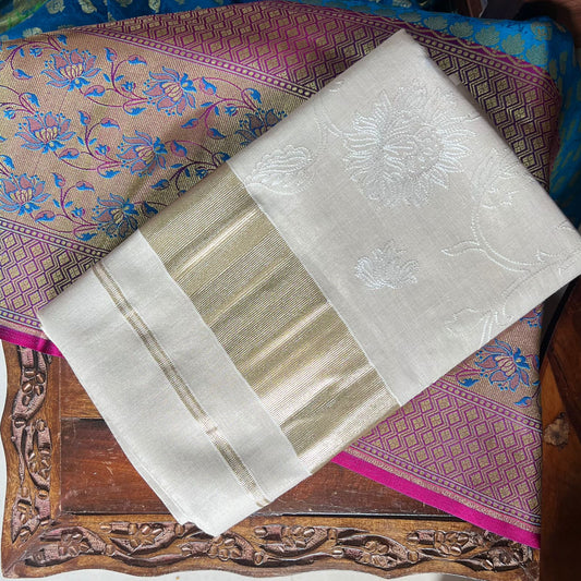 Kasavu silver embroidery