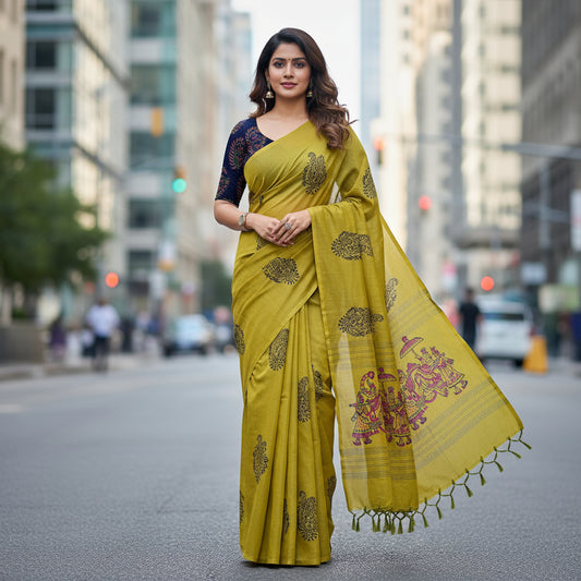 Yellow printed cotton